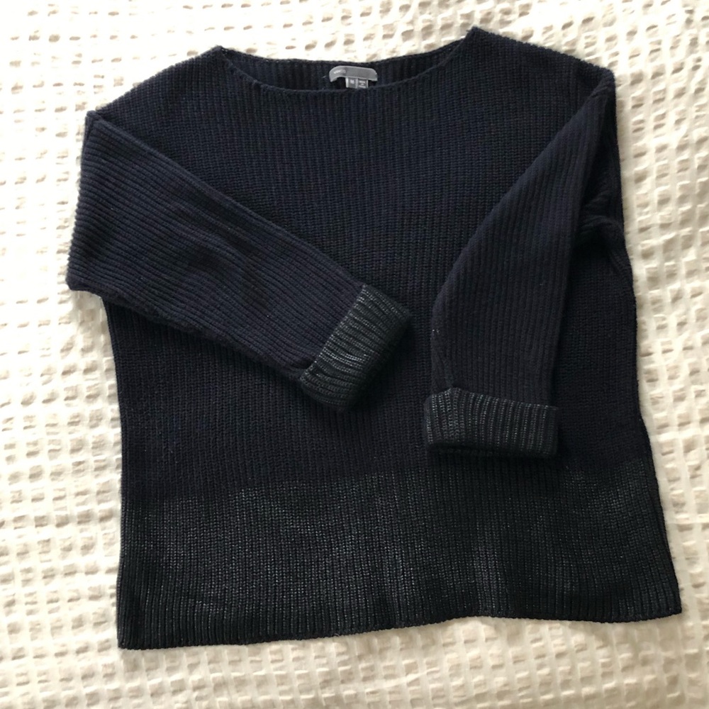 VINCE navy oversized boatneck cotton sweater -M